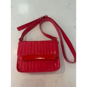 Ted Baker London Pink Patent Quilted Crossbody Bag Rose Gold Hardware Frenchie